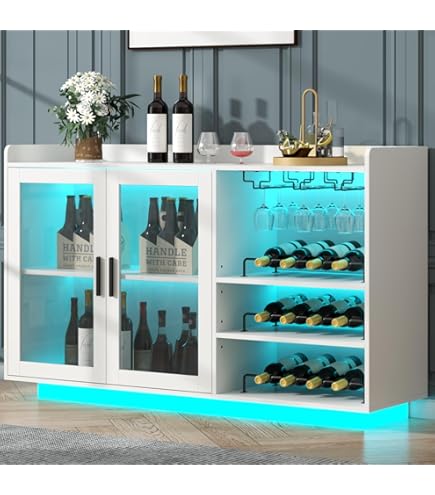 Buffet Cabinet With Drawers OKD Fluted Wine Bar Cabinet For Liquor