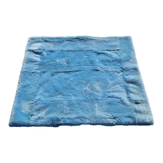Lammfell - SPIELDECKE 120X120 cm Krabbeldecke Erlebnisdecke Merino Schaffell blau