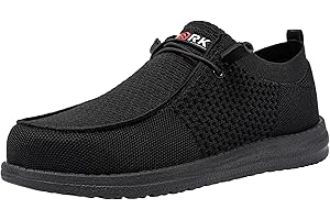 LARNMERN Slip On Steel Toe Shoes Men Lightweight Comfortable Lounging Walking Sneakers Steel Toe Loafers