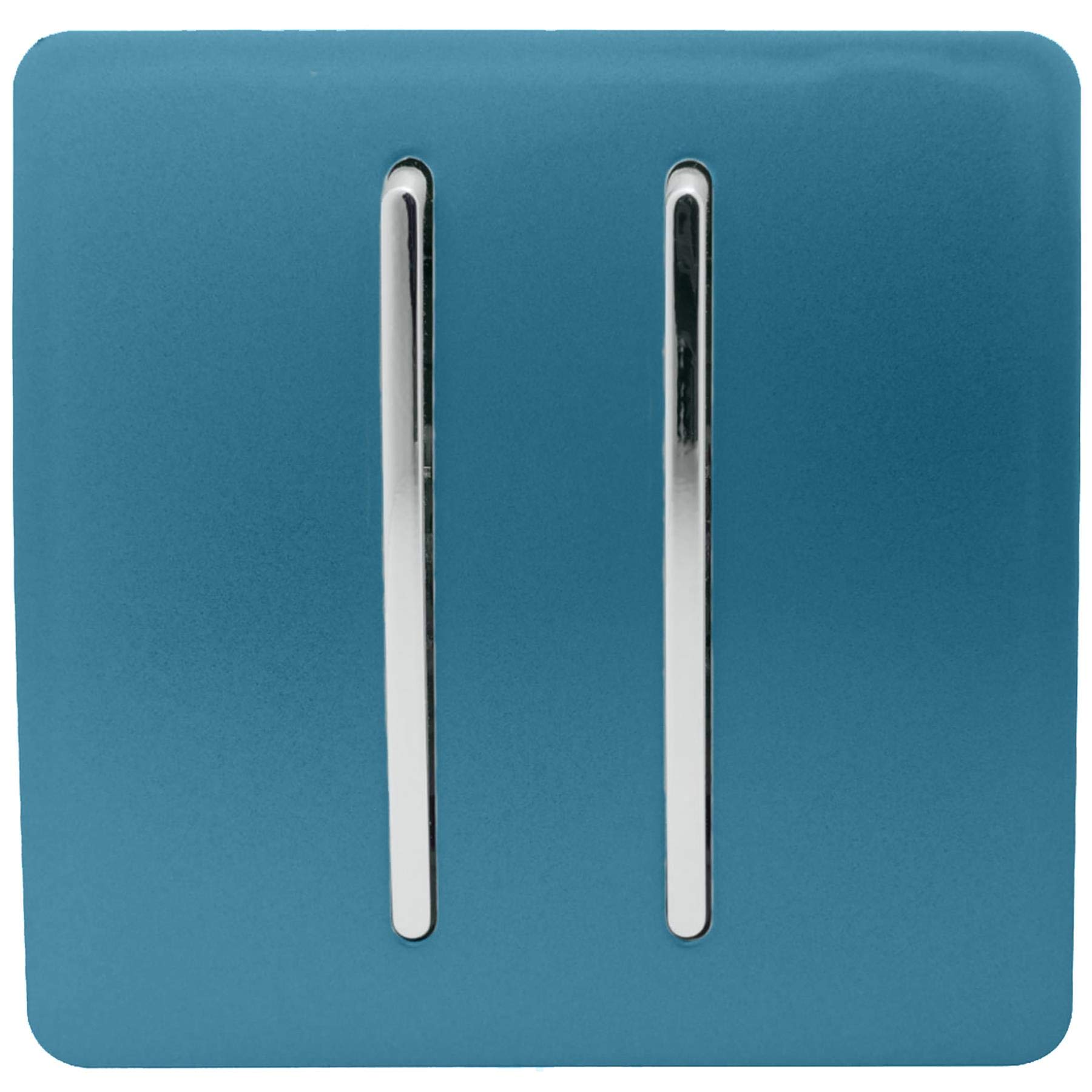 Trendi 2 Gang 1 Way Artistic Modern Glossy 10 Amp Rocker Tactile Light Switch Ocean Blue