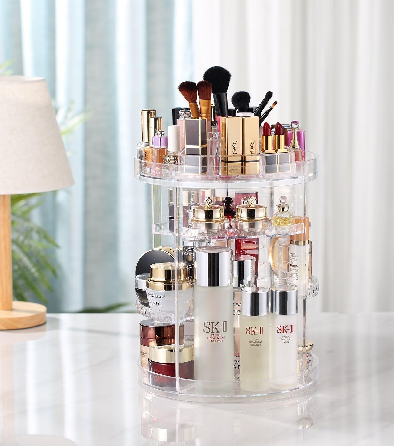 Makeup Organizer, 360 Degree Rotating Adjustable Cosmetic Storage Display Case with 8 Layers Large Capacity, Fits Jewelry,Makeup Brushes, Lipsticks and More, Clear Transparent: Home & Kitchen
