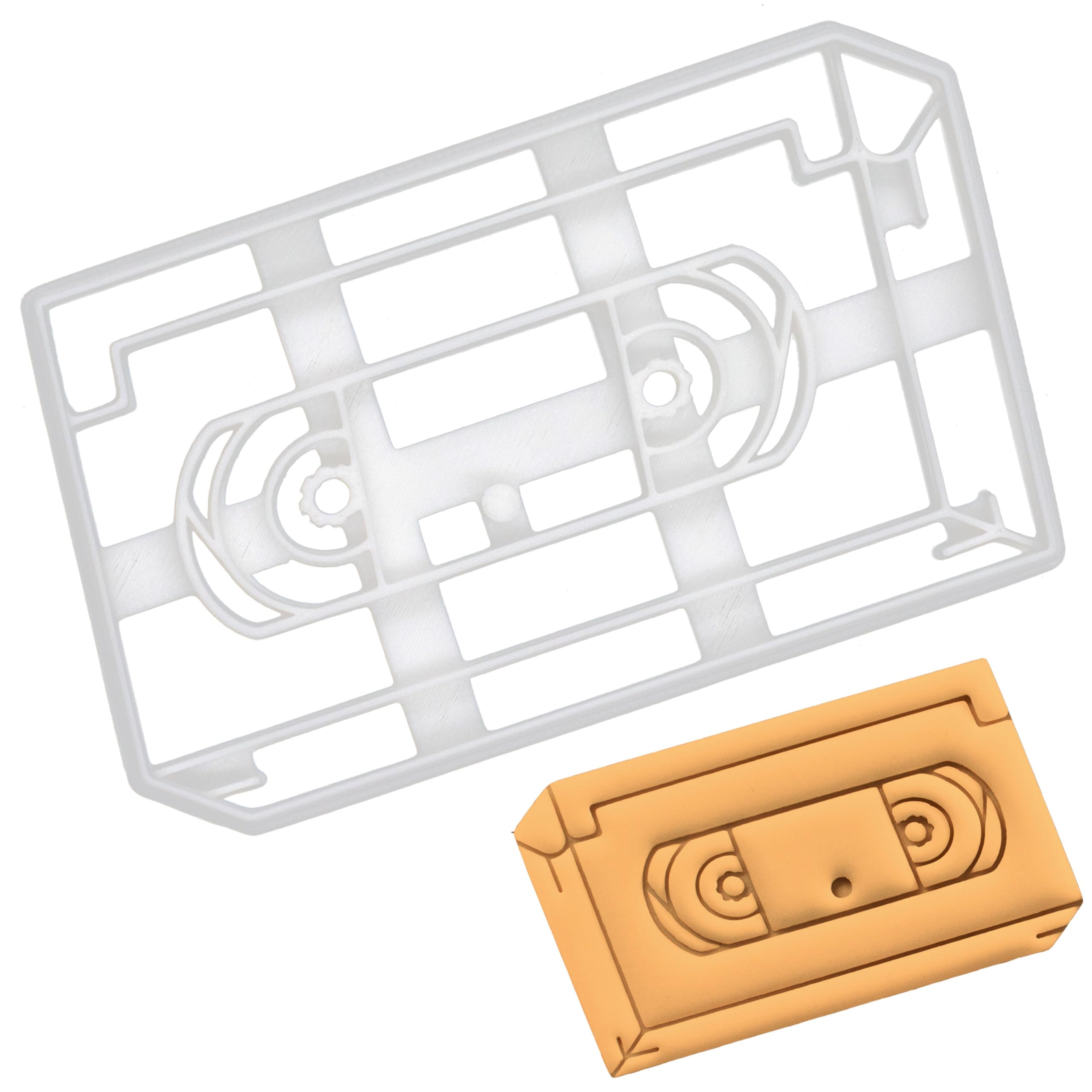 BAKERLOGY Retro Video Tape Cookie Cutter - Detailed Biscuit Cutter Design for Baking and Crafts, Ideal on Fondant, Dough, Clay