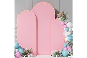 GAMPLAE Wedding Arch Cover 2-Sided Round Top Spandex Arch Backdrop Cover (Pink, 6FT, 5FT, 4FT)
