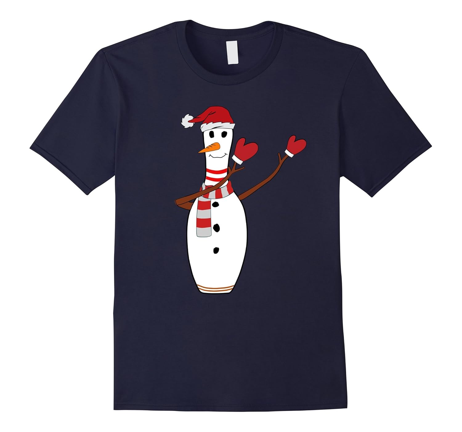 Dabbing Snowman Bowling Pin Tshirt Christmas Dab Gifts-Rose