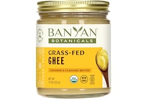 Banyan Botanicals Grass-Fed Ghee – Original Cultured Organic Ghee (Clarified Butter) – Tasty Oil & Butter Alternative for Cooking & Baking – 7.5 oz – Non-GMO Gluten Free Vegetarian