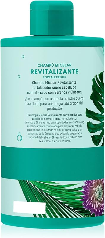 Black Tulip - Champô Micelar Revitalizante e Fortalecedor, Cuidado para Cabelo Normal a Seco, com Serenoa e Ginseng, 400 ml