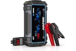 AVAPOW Car Jump Starter Battery Jumper Starter Portable Jump Boxes Car Battery Jump Starter Battery Pack with Jumper Cable 2000A for Vehicles (12V 8L Gas/6.5L Diesel Engine), LED Light/USB QC3.0