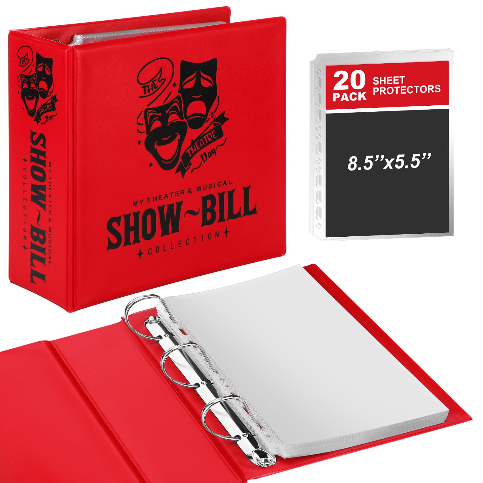 Photo 1 of ReliThick Broadway Playbill Binder Show-Bill D-Ring Binder for Broadway and Theatre Show Bills, Comes with 20 Sheet Protectors 5.5 x 8.5 Theater Gift to Hold and Organize All Your Stage Collections