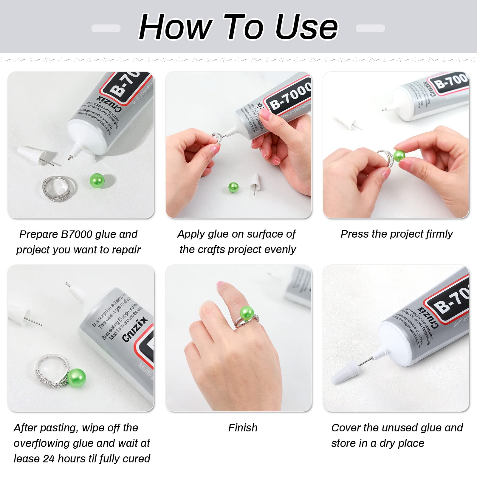 B7000 Jewelry Bead Glue for Jewelry Making, Clear 3.7 fl oz B7000+Plus Multipurpose Super Adhesive Glue for Rhinestone Crafts Fabric Metal Stone Nail Art Wood Glass (110 ml/ 3.7oz)