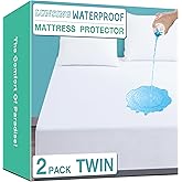 Lunsing 2 Pack Waterproof Twin Mattress Protector, Noiseless, Breathable, and Soft Twin Size Mattress Pad Cover with 6-16 inc