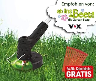 Bionic Trimmer | Akku-Rasentrimmer | Lithium-Ionen-Akku mit Ladegerät | ausziehbar von 70 bis 95 cm | funktioniert mit Kabelbindern anstatt Fadenspulen | Das Original aus dem TV