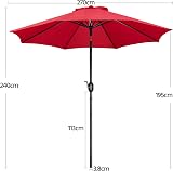 Yaheetech Garden Parasol Umbrella 2.7M Patio Crank Tilt 8 Ribs Red view 3