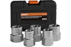 5-Piece Heavy Duty Bolt Extractor Set, 1/2" Drive Impact Lug Nut Remover Tool, Large Size 19-25mm for Removing Stripped, Dama