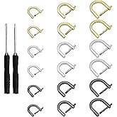 18Pcs D-Rings Screw in Shackle,3 Sizes Horseshoe Shape D Ring U Shape D Rings Screw in Shackle Semicircle D Ring Buckles with 2Pcs Screwdriver for DIY Leather Strap Craft Purse Replacement Accessories