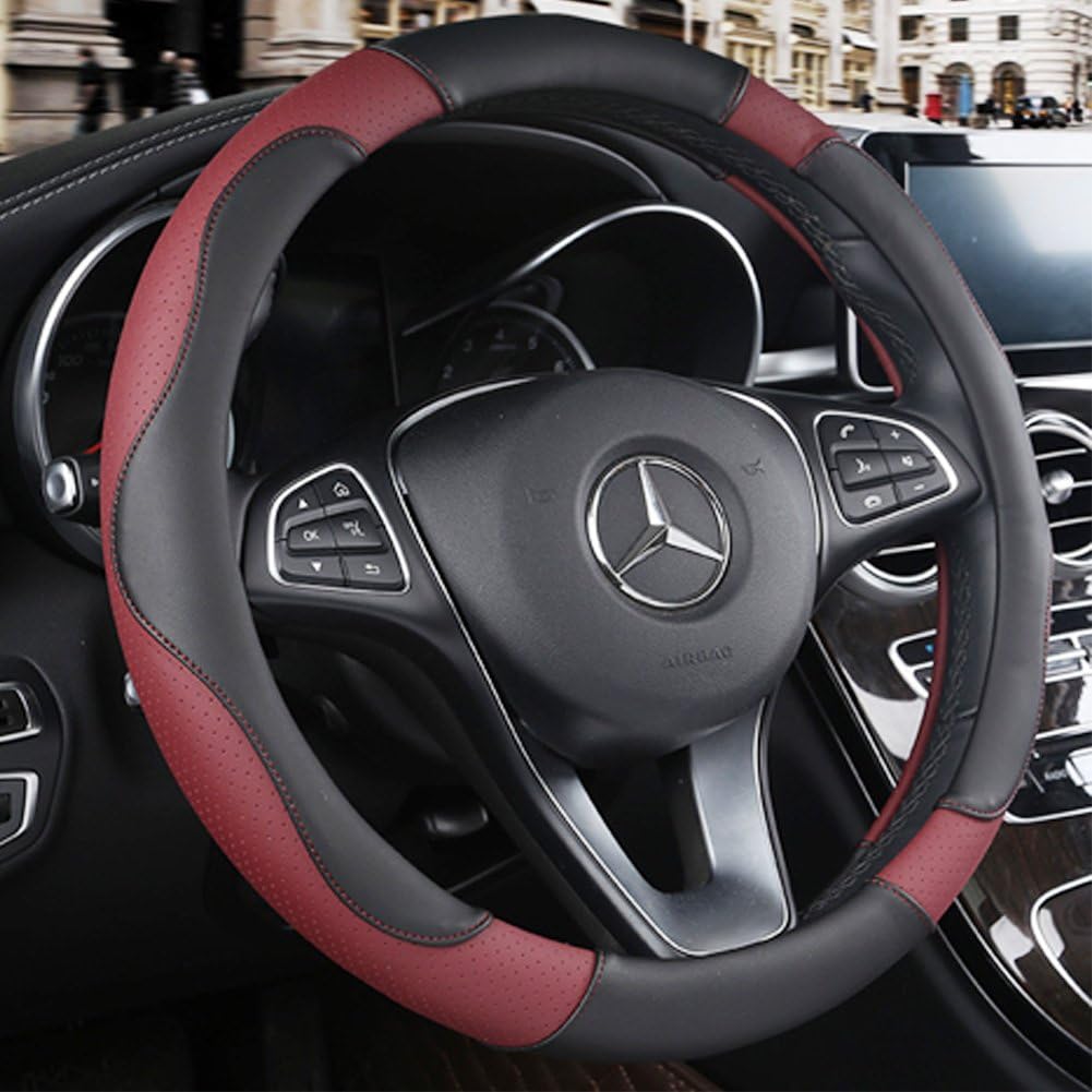 Steering Wheel Cover, Universal 14 inch Car Steering Wheel Cover for Women and Men, with Premium Quality Odorless Breathable Anti-Slip Soft Grip for Car Truck Suv Fit Nice and Snug