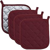 Joyhalo 4 Pack Pot Holders for Kitchen,Cotton Oven Holder with Great Heat Resistance,Non Slip Hot Pads for Kitchen Clearance,Dark Red