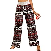 X-Image Women's Comfy Pajamas Drawstring Stretch Floral Print Long Wide Leg Lounge Pants