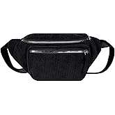 eYLun Women Fanny Pack Crossbody Bag Casual Corduroy Waist Bag Adjustable Chest Bag Waist Pack for Travel Walking Running Hiking Cycling Black