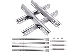 ADVIACE Grill Replacement Parts for Charbroil Advantage Series 4 Burner 463344015, 463343015, 463433016 Gas Grills, Stainless Pipe Burner, Heat Plate Tent Shield, Adjustable Carryover Tube