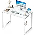 Coleshome 40 Inch Computer Desk, Modern Simple Style Desk for Home Office, Study Student Writing Desk, White