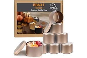 BBAXI 24 PCS 4OZ Rose Gold Candle Tins, Empty Candle Tin with Lids for DIY Candles Making, Matte Full Rose Gold Candle Jars for Candle Making, Empty Metal Candle Container for Making Candles