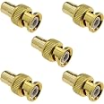 Micro Traders BNC Male Plug to RCA Female Jack Adapter Gold Plated Coaxial Connector Coupler Pack of 5