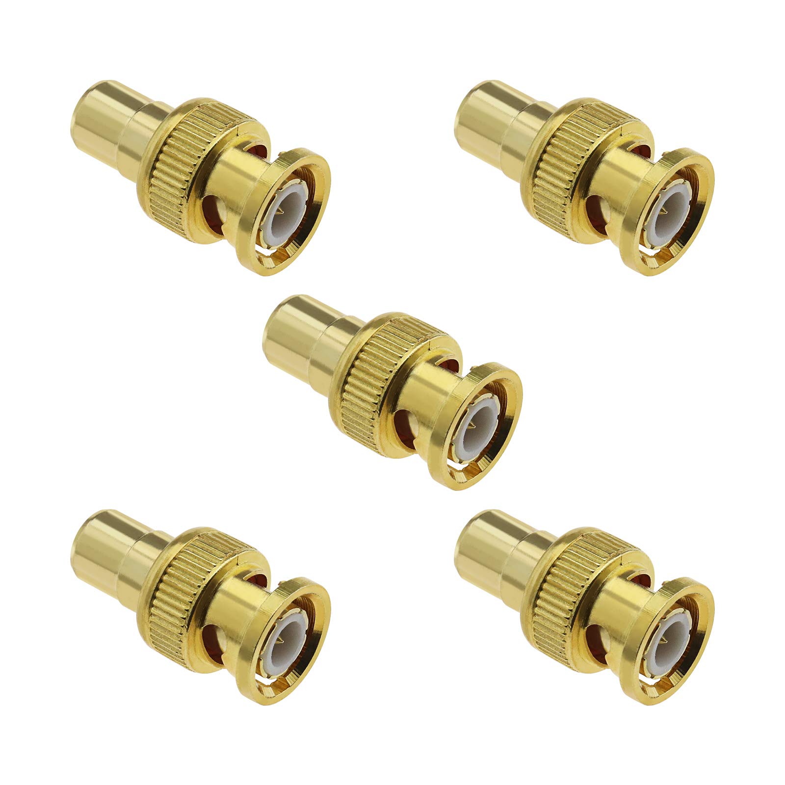 BNC Male Plug to RCA Female Jack Adapter Gold Plated RF Coaxial Connector Coupler for Radio Electronic Equipments Pack of 5