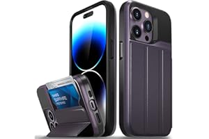 VENA vCommute Wallet Case Compatible with Apple iPhone 14 Pro (6.1"), (Military Grade Drop Protection) Flip Leather Cover Card Slot Holder with Kickstand - Deep Purple/Black