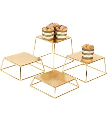 Shoe Stand Gold Acrylic Display Risers - 3 Piece Rectangular Buffet ...