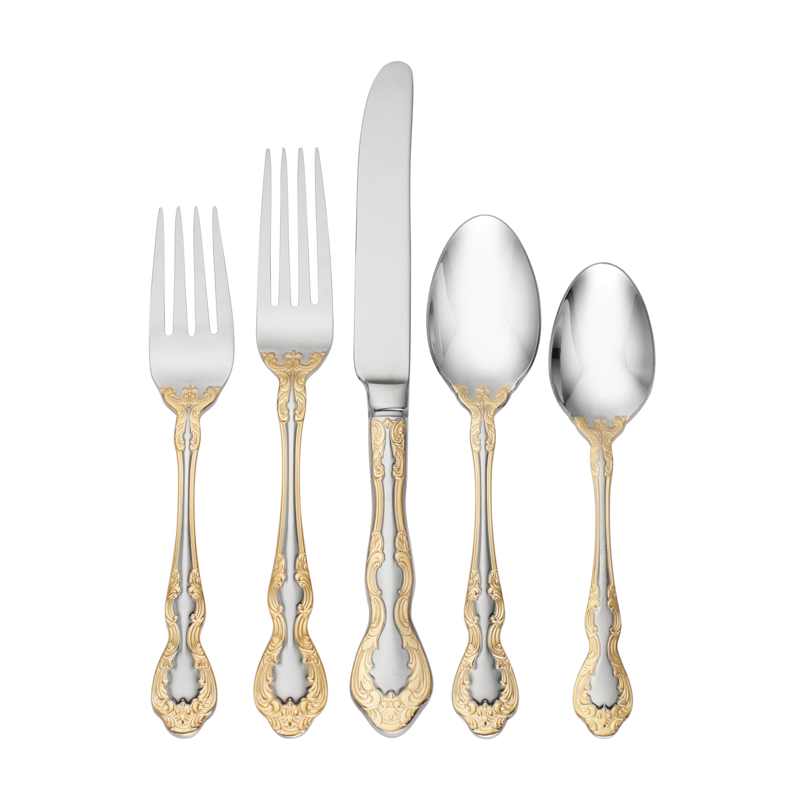 Oneida Golden Mandolina 45 Piece Fine Flatware Set, Service for 8
