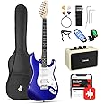 Donner 39-Inch Electric Guitar Kit - Purple Sapphire Blue HSS Pickup, Amplifier, Lessons, Bag, Tuner, Capo, Strap, Cable, Picks