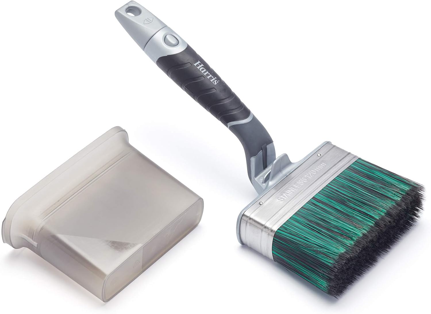 Harris Ultimate Shed & Fence Exterior Woodwork Swan Neck Paint Brush, Grey, 120mm Shed & Fence Brush
