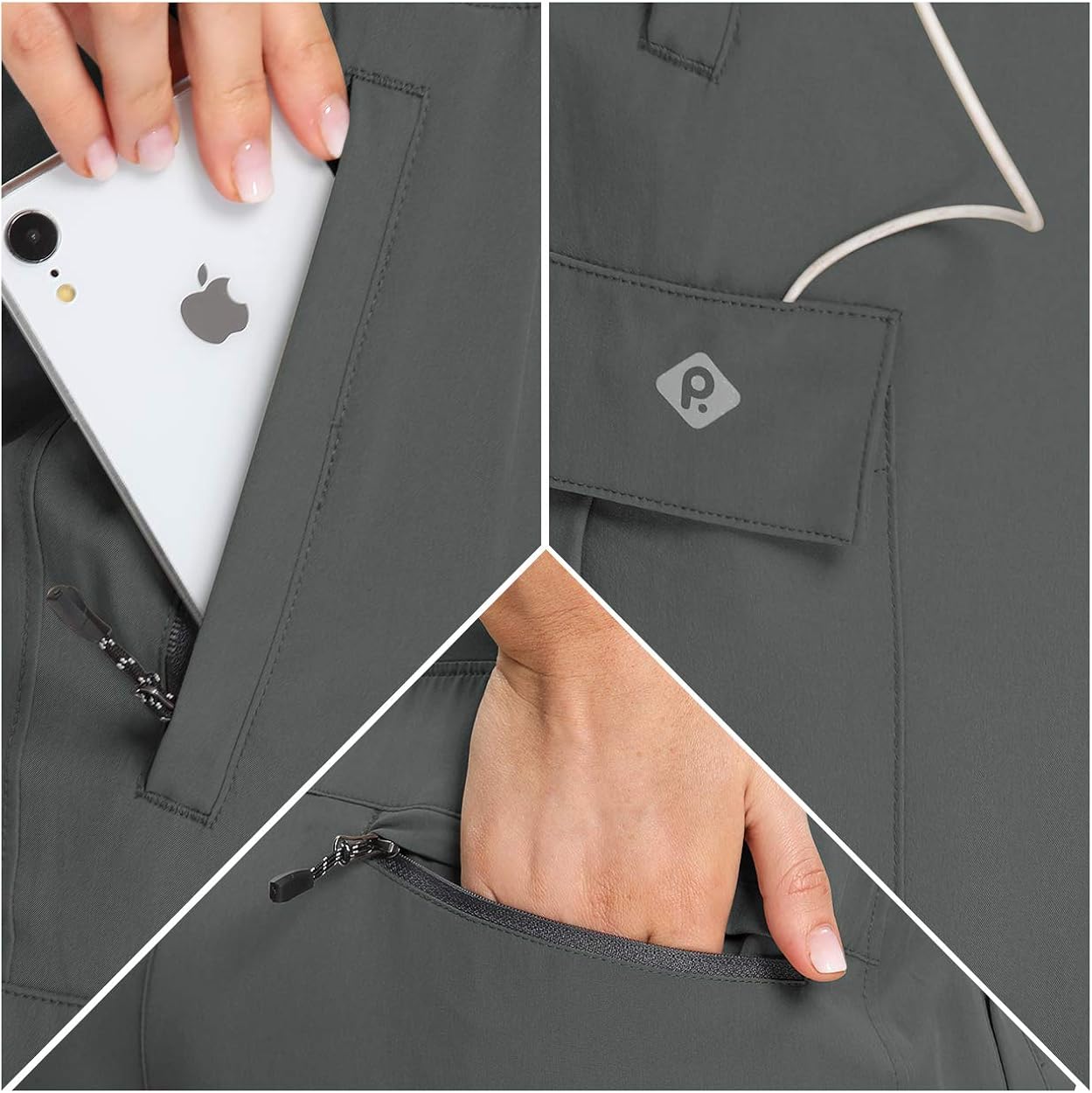 RlaGed Women’s Cargo Hiking Pants Lightweight Joggers Quick Dry Water Resistant Outdoor Fishing UPF 50 Zipper Pockets: Clothing