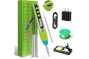 CRTSWEKER Soldering Iron Kit, Soldering Gun with OLED Digital Display, 8 Seconds Fast Heating 356-896℉ Solder Kit, Auto Sleep, Includes Solder Wire, Stand, T12 Tips for Electronics, Green(With Power Adapter)