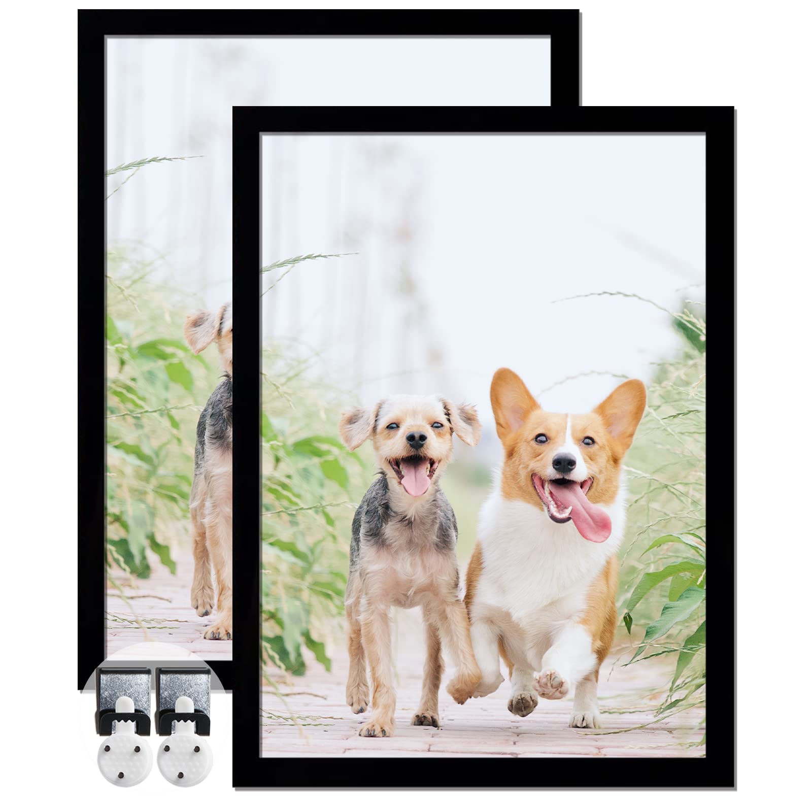 Photo 1 of icariery 5x7 Picture Frame Set of 2, Black Photo Frames High Transparent Wall Gallery Desktop Horizontal Vertical for Canvas Collage Photo Poster Certificate 5 x 7 inches