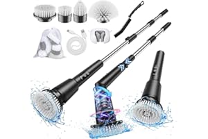 Kimeetol Electric Spin Scrubber, IPX7 Waterproof Cordless Cleaning Brush with 4 Replaceable Brush Heads (Black)