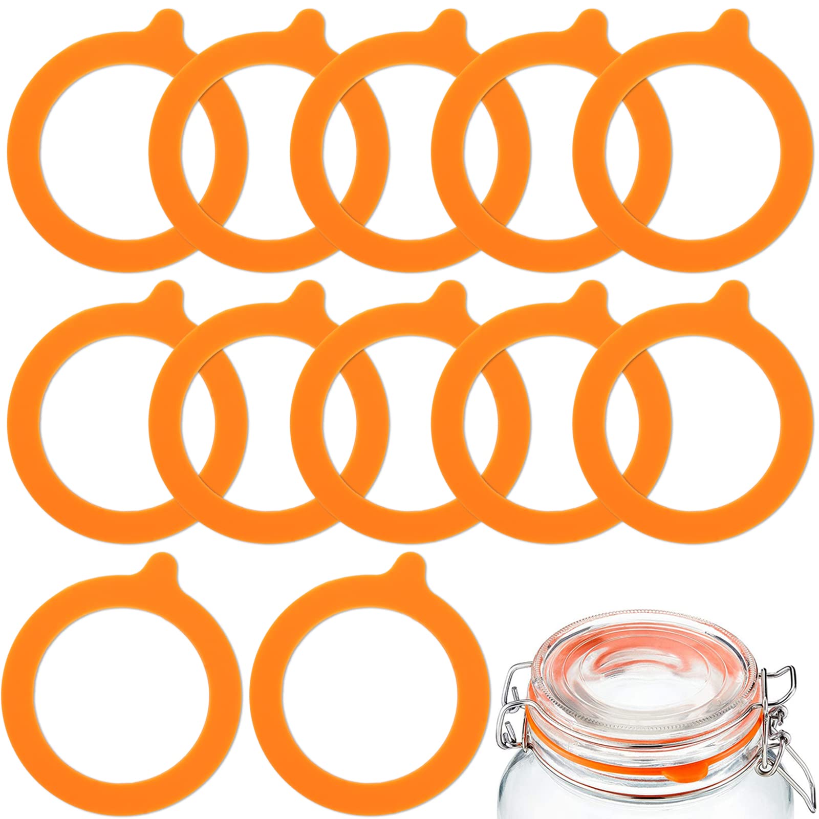 12 Pack Replacement Rubber Gaskets for Glass Jars, MaehSab Airtight Rubber Seals Rings for Clip Top Storage Jars, Reusable Silicone Leak Proof Seals for Mason Regular Mouth Canning Jars