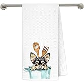 awdschkj Funny Chihuahua Kitchen Towels, Gifts for Chihuahua Lovers Dish Tea Towels, Cooking Gifts for Women, Funny Chef Dog Decorative Hand Towel for Kitchen, 16x24 Inches