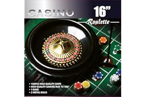 DA VINCI 16-Inch Roulette Wheel Game Set with 120 11.5-Gram Chips, Full Size 3'x6' Felt Layout, and Rake