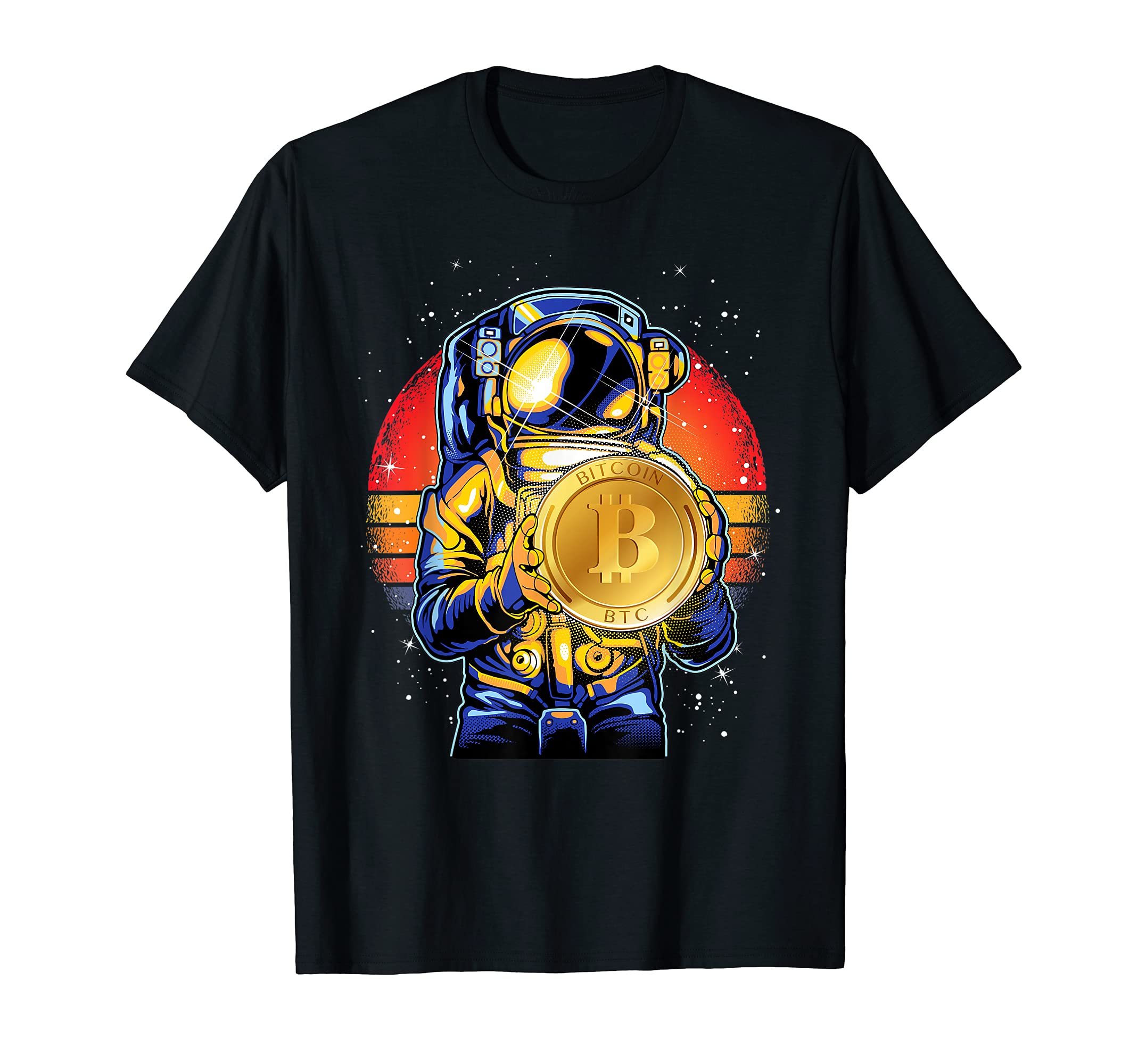 Bitcoin Astronaut HODL to the Moon Crypto BTC Retro Vintage T-Shirt