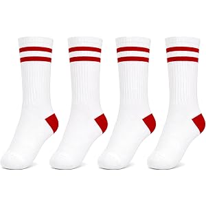 4 Pairs Striped Cotton Crew Socks, Cozy Breathable Casual Daily Gift Socks for Men & Women