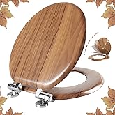 Round Toilet Seat Molded Wood Toilet Seat with Quietly Close and Quick Release Hinges, Easy to Install also Easy to Clean by 