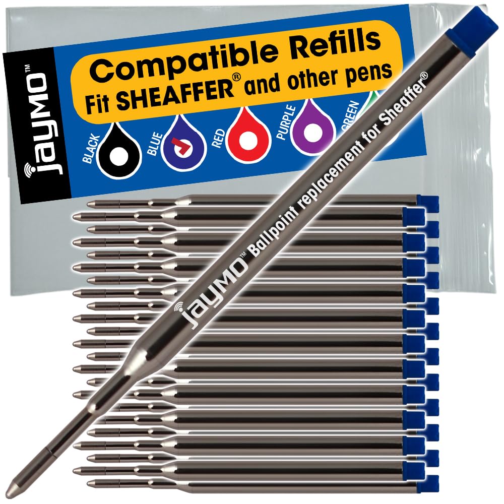 Jaymo Replacement for Sheaffer K 99325 - Measures 3.75 in / 95 mm Long - Ballpoint Pen Refill - 24 Blue