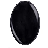 UFEEL Black Obsidian Palm Stone Crystal - Natural Healing Crystal Oval Pocket Energy Stones for Anxiety Stress