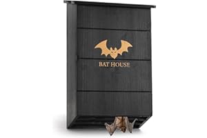 YYYUAN Bat House for Outdoors Large Three-Room Box Perfectly Designed to Attract Bats Chamber Bat House Bat House Kit Easy for Bats to Land and Roost Black