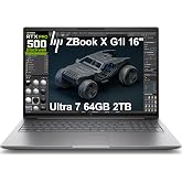 HP ZBook X G1i Laptop, NVIDIA RTX PRO 500 Blackwell, Intel Ultra 7 255H | 16" FHD+, 64GB DDR5, 2TB SSD, Next Gen ZBook Power, AI Mobile Workstation, 16-Core, IR Webcam, 3-Yr WRT, Wi-Fi 7, Win 11 Pro