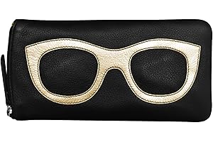 ili New York Smooth Leather Soft Eyeglass Case, Zip Closure with RFID Blocking Lining, Travel-Friendly in Vibrant Colors