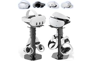 KOSKER Headphone & Controller Stand with VR Headset Holder for Desk, Universal Gaming Controller & Headset Holder for PS5/Xbox/PSVR2/Meta Quest Pro/3/2, Headphone/Controller/VR Storage with Cable Organizer