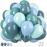 Dusty Blue and Green Balloons, 60Pcs Aqua Blue