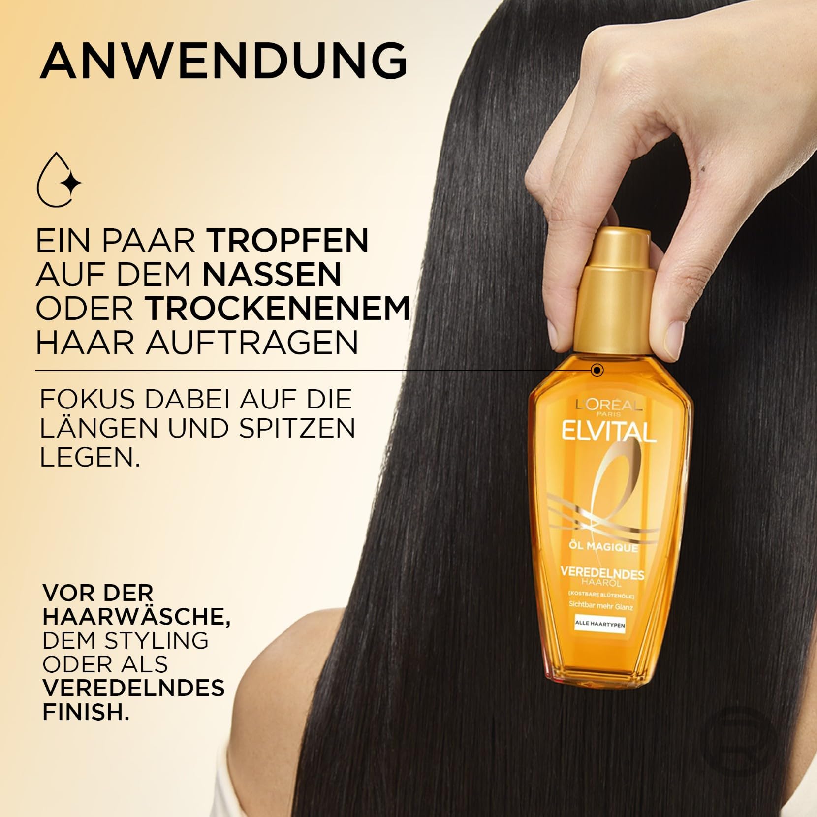 L'Oréal Paris Elvital Öl Magique Veredelndes Haaröl, für alle Haartypen, gegen Frizz und Austrocknen, mit 6 kostbaren Blütenölen, für Glanz und Geschmeidigkeit, Hitzeschutz bis 230 °C, 1 x 100ml 6
